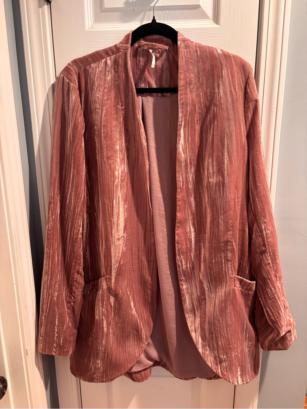 Free People Velvet Blazer in Dusty Rose